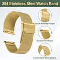 thumbnail image 3 of Correas de reloj de malla para hombres y mujeres, correa de reloj de malla de acero inoxidable con herramientas (22 mm, dorado), 3 of 7