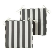 Greendale Home Fashions 18 x 18 in. Canopy Stripe Gray Square Outdoor Chair Pad (Set of 2)