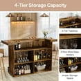 thumbnail image 5 of 4-Tier Bar Table, 70.9-Inch Large Modern Home Bar Cabinet with Wine Glass Holder and Black Footrest, Brown, 5 of 7