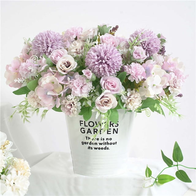 Elegante Ramo de Flores Artificiales de Seda: Arreglo Floral Artificial, Morado MNFD