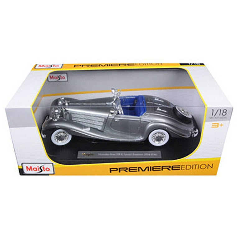 1936 Mercedes 500K Special Roadster Grey 1/18 Diecast Model Car by