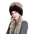 thumbnail image 1 of Bonnet à Fourrure de Couleur Contrastante pour Femmes Hiver avec Patchwork, 1 of 8
