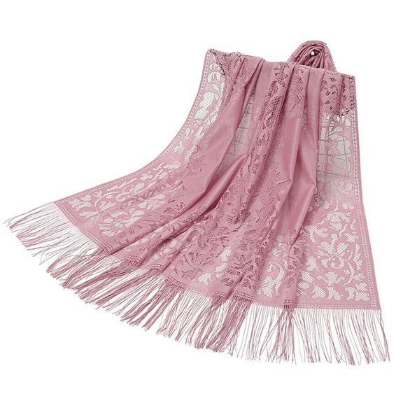 Women's Fashion Nylon Hollow Striped Tassel Long Shawl Women's Fashion Scarf