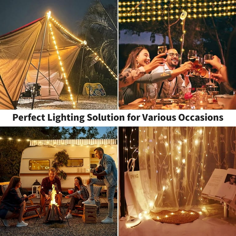 Camping String Lights, Camping Lantern with 32.8Ft Lights String,  Rechargeable Waterproof Camp Lights, Upgraded Outdoor String Light,  Portable Camping