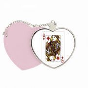 q playing cards pattern mirror travel purse makeup heart pink