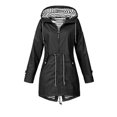 thumbnail image 3 of 1 unidad de abrigo impermeable para exteriores para mujer, chaqueta impermeable con cremallera larga para otoño e invierno, chaqueta impermeable para mujer, cazadora con capucha, prendas de vestir, 3 of 5