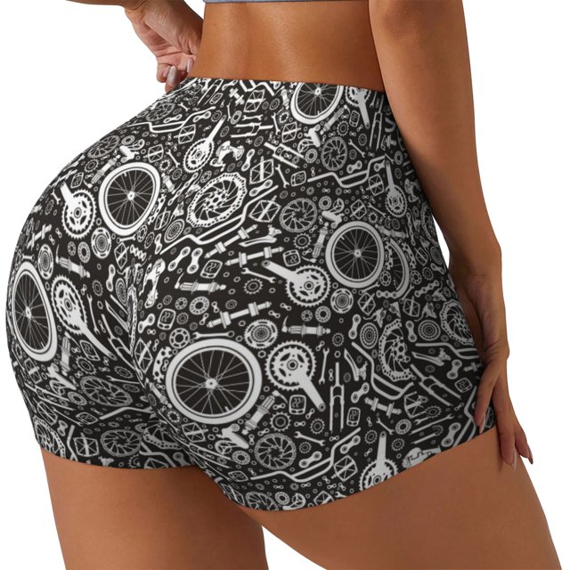 Fotbe Bicycles Parts Shorts Sin Costuras – Shorts Deportivos de Cintura Alta para Mujer, Elásticos para Gimnasio, Yoga, Running o Ciclismo-Medium