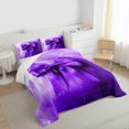 thumbnail image 3 of Manfei Dreamy Purple Ribbon Queen Comforter Set for Teen, Chic Artwork Bowknot Bedding Sets, Oil Printing Reversible Bedding Comforter Set, Ultra Soft Home Decor, 3 Pieces, 3 of 8