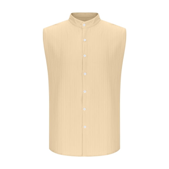 YUGYXL Mens Sleeveless Vests Tops Vest for Man Neck Cami Tank Basic Summer Fall Vest Beige XL