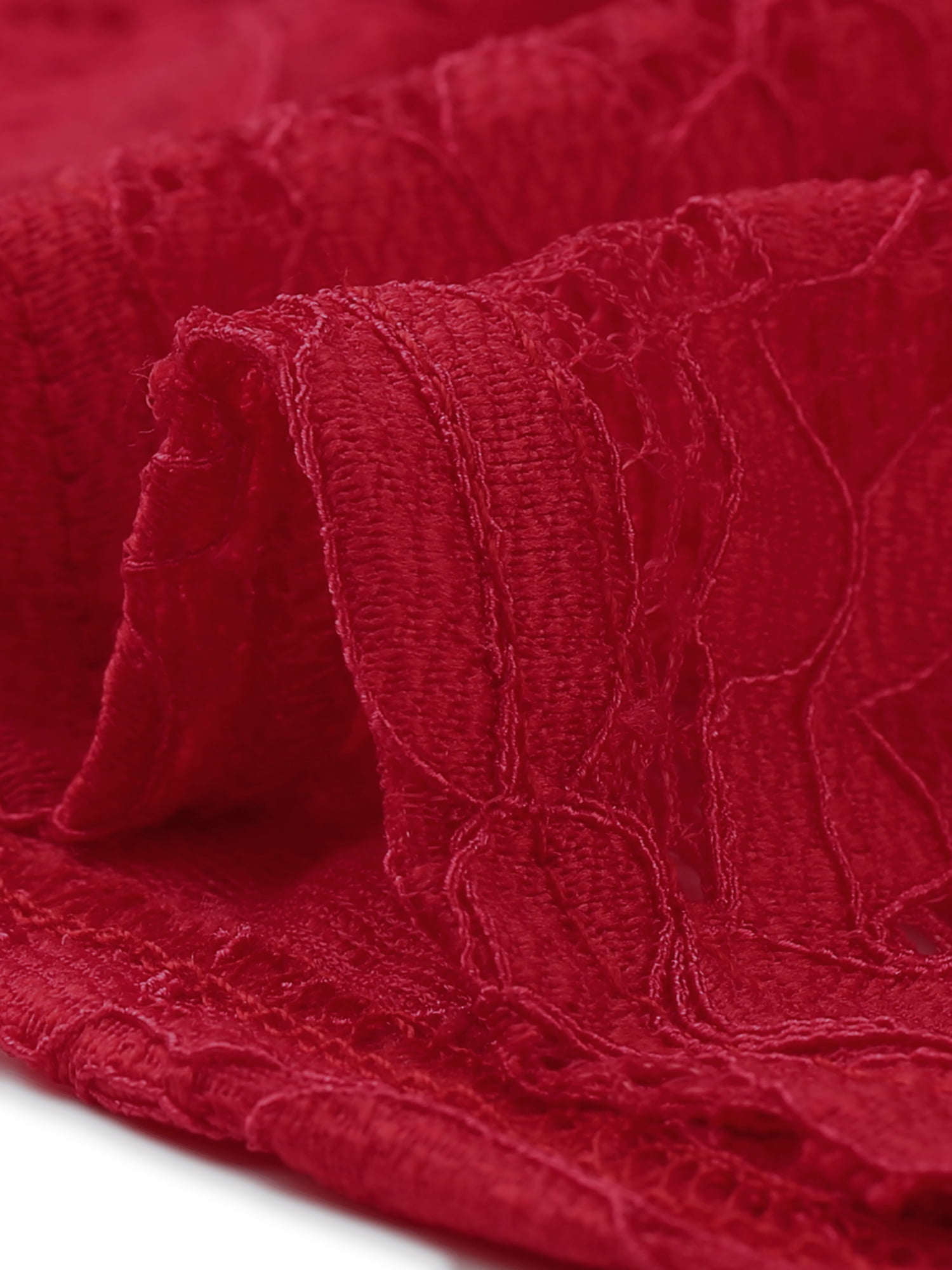 DARING DIVA Lace Cardigan Stand Collar Short Elegant Shrug L Red