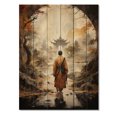 thumbnail image 3 of Designart "Tangerine Cream Dharma Craft Siddhartha s Voyage" Buddhism Print on Natural Pine Wood, 3 of 5