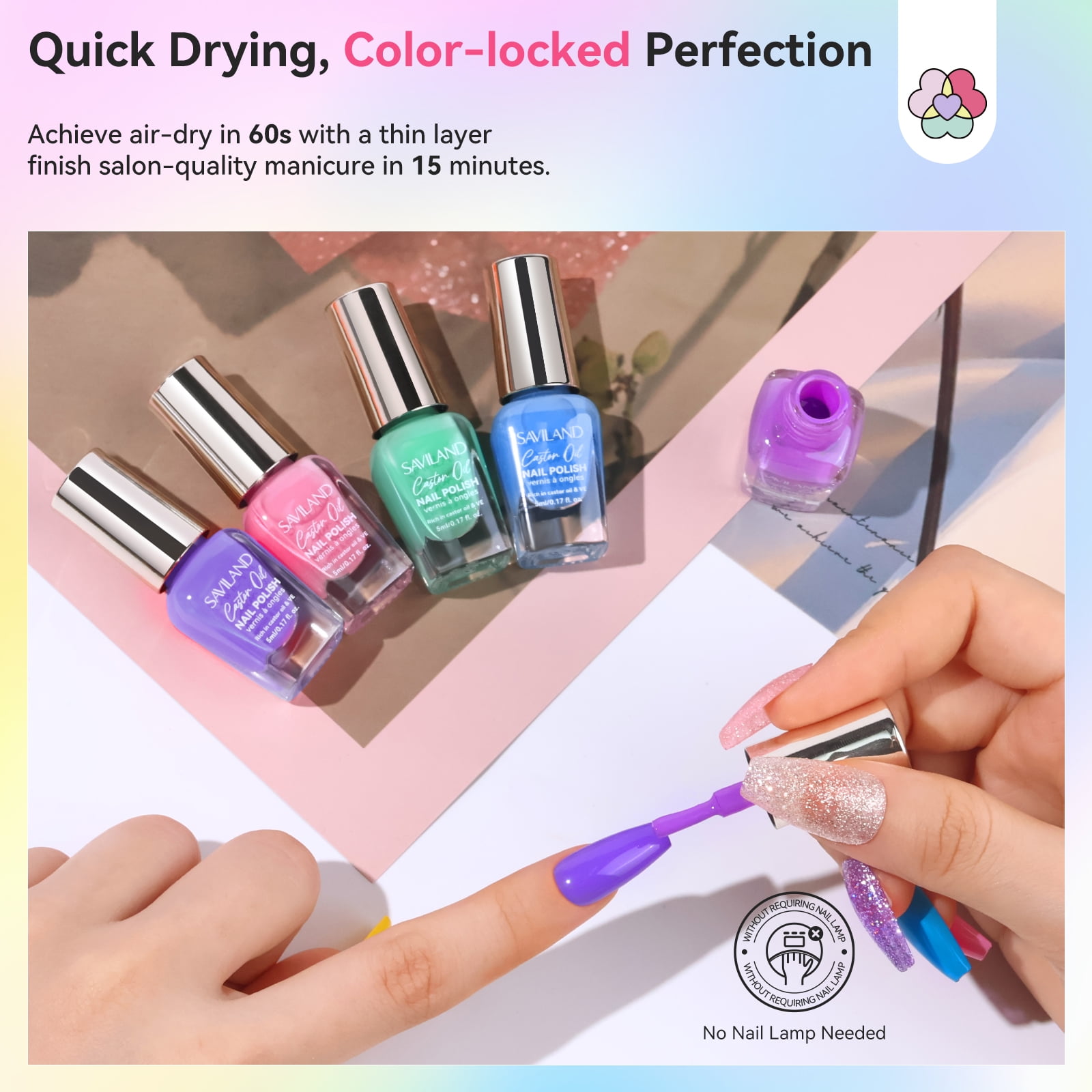SAVILAND Color Artistry Nail Polish Set: Ultra Quick Dry Regular Nail Polish Kit 20+3 Colors Spring Summer Fingernail Polish Base Glossy & Matte Top Coat