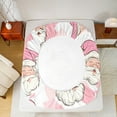 thumbnail image 5 of Manfei Cartoon Santa Claus Queen Sheet Sets 4-Piece for Girls, Merry Xmas Christmas Flat Sheet, Pink Geometric Queen Fitted Sheet, Microfiber Bedroom Decor, 5 of 7