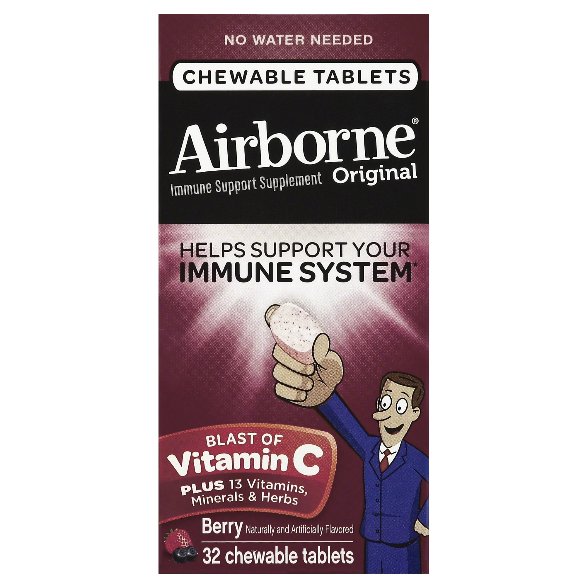 Airborne Chewable Vitamin C 1000mg Immune Support Supplement Tablets