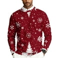 thumbnail image 2 of Wutalume Men's Christmas Print Crewneck Sweater, Long Sleeve Ribbed Knit Pullover, Relaxed Fit Casual Business Knitwear for Holiday Parties and Daily Wear,Red 2XL, 2 of 6