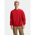 thumbnail image 3 of Wyobmus Mens Crewneck Sweatshirts Casual Loose Long Sleeve Oversized Pullover Soft Solid Color Round Neck Tops Red, 3 of 5