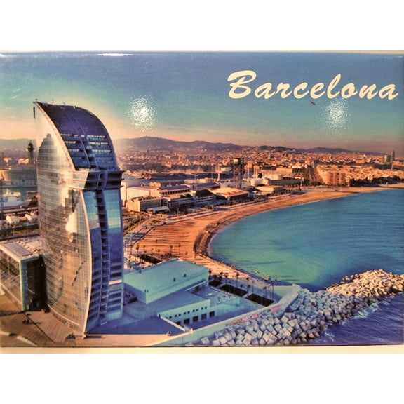 Barcelona Spain Panorama Fridge Collector's Souvenir Magnet 2.5 inches X 3.5 inches