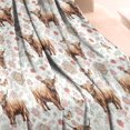 thumbnail image 3 of White Highland Cow Flower Butterfly Pattern Blanket,Comfortable Soft Flannel Throw Blanket,All Season,Warm Lightweight Blankets for Sofa Bed Couch Living Room Chair,30"x40", 3 of 4