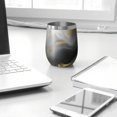 thumbnail image 3 of 12oz Stemless Wine Tumblers Black and Gold Marble Glitter Streaks Pattern Vacuum Insulated Stainless Steel Travel Tumbler Cups Mug with Lid and Straw for Champaign,Cocktail,Beer with Cleaning Brush, 3 of 5