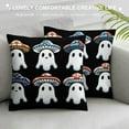 thumbnail image 3 of COMIO Halloween Pillow Covers Halloween Ghosts Mushroom Decor Pillowcase Black Holiday Farmhouse Throw Pillows Indoor Outdoor Couch Cushion Case for Home Sofa Decorations, 3 of 5