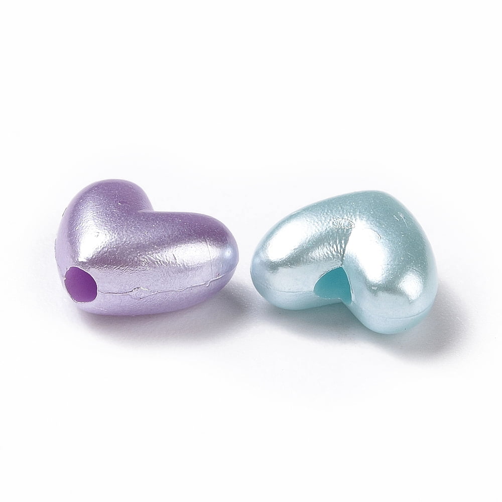 Imitation Pearl Acrylic Beads Heart Mixed color 9.5x11x5.5mm Hole: 2.2mm 1612pcs/500g