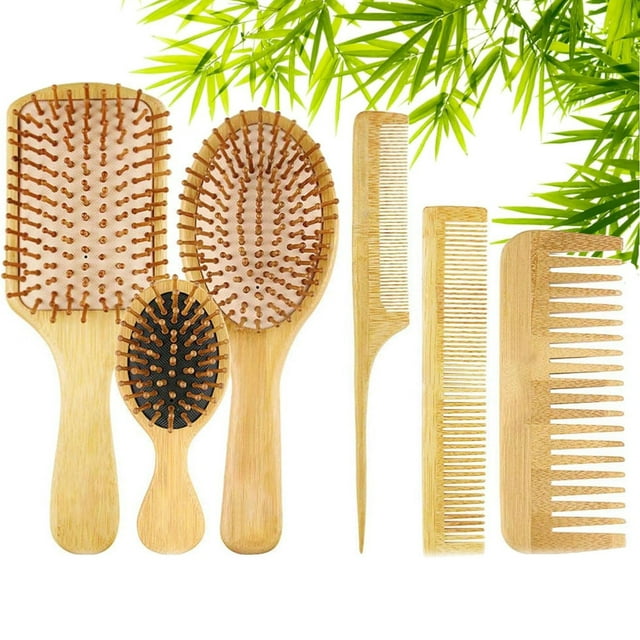 Peine De Madera para Masaje, Cepillo para El Cabello, Peine para Masaje con Bolsa De Aire, Cepillos para El Cabello Antiestáticos, Peine para Masaje del Cuero Cabelludo, Herramienta De Peina