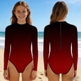 thumbnail image 2 of Swimsuit for Girls, Long Sleeve One Piece Rashguard, Solid Color Beach Vacation Swimsuit for Kids 2-13 Years, 2 of 7