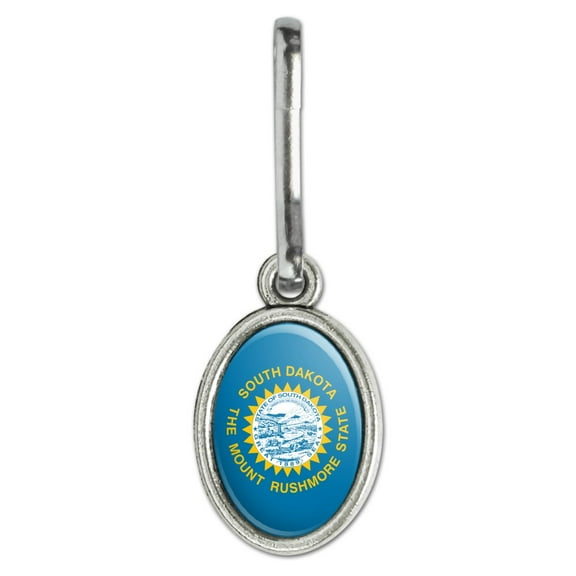 South Dakota State Flag Antiqued Oval Charm Clothes Purse Suitcase Backpack Zipper Pull Aid