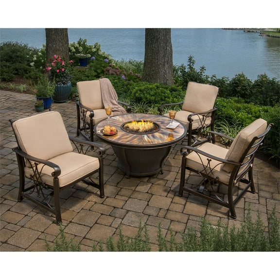 Four Aluminum Black Deep Seating Rocking Patio Club Chairs with Cushions