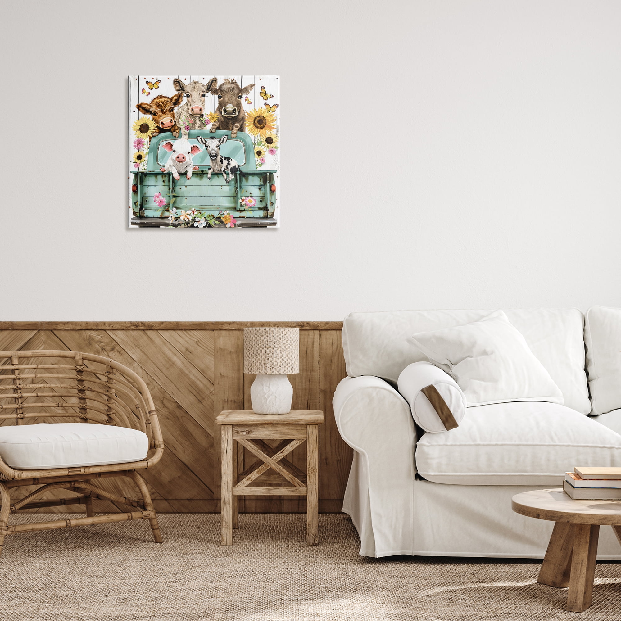 Stupell Industries Barnyard Friends in Vintage Truck Canvas Wall Art, design by Creative Studio