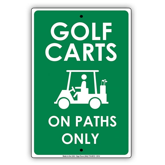 Golf Carts On Path Only With Graphic Golfer Enthusiasts Hilarious Epic Funny Novelty Caution Alert Notice Aluminum Note Metal Sign 8"x12" Plate
