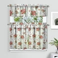 thumbnail image 2 of Pioneer Kitchen Curtains and Valance Set 36 Inch Tier Rose Spring Flower Blossom 3 Pieces Set Dining Room Small Curtain Drapes Cafe Curtains Valance for Home Decor Rod Pocket, 2 of 6
