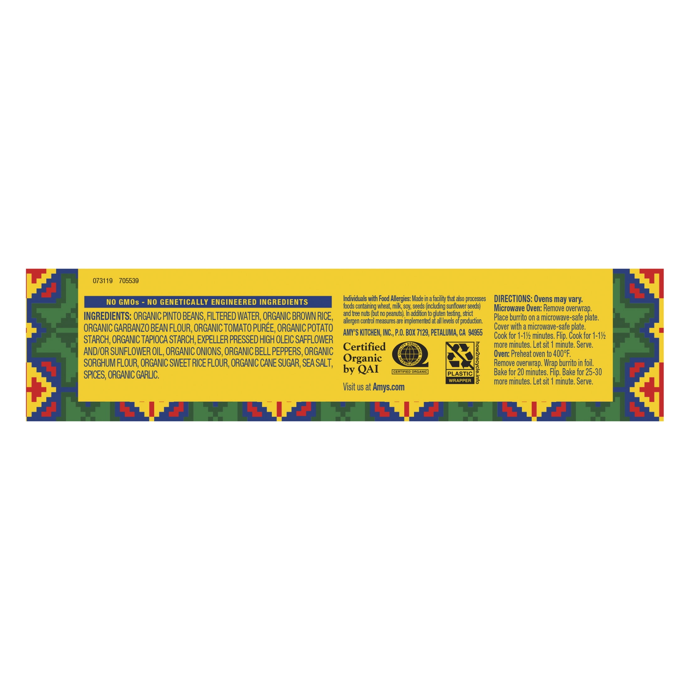 Amy's Frozen Meals, Bean and Rice Burrito, Gluten Free Microwave Meals, 5.5 oz