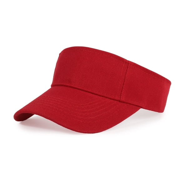 Visor Sun Hat Adjustable Girls High Ponytail Tennis Hat Sports Boys Running Golf Visor Cap Red One Size