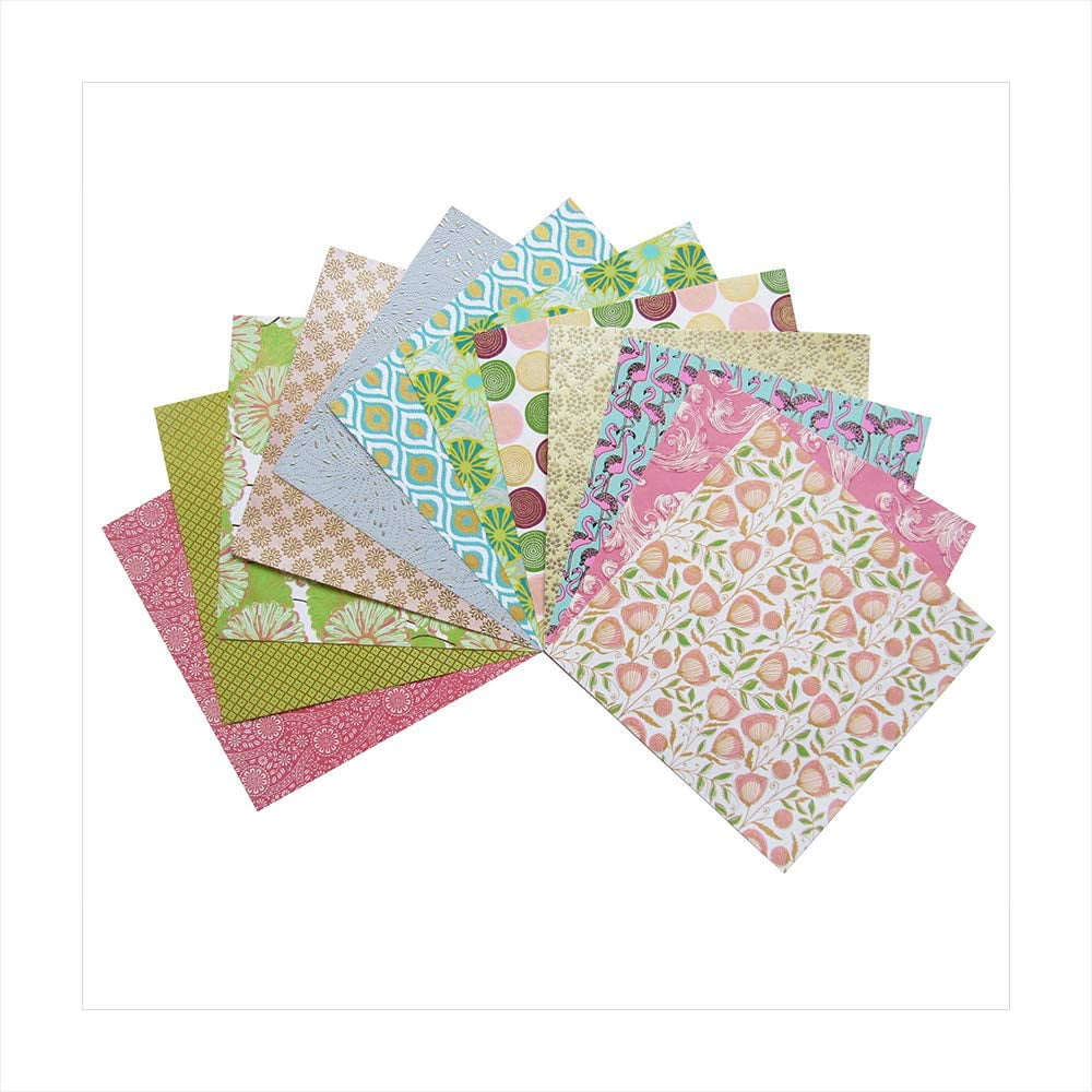 Paperhues World of Pastels Handmade Scrapbook Paper 12 x 12" Pad, 24 Sheets (2 sheets each of 12 styles)