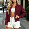 thumbnail image 4 of Ghalytn Women's Waffle Knit Zip Up Jacket with Side and Sleeve Pockets, Stand Collar Cropped Casual Coat, 4 of 4