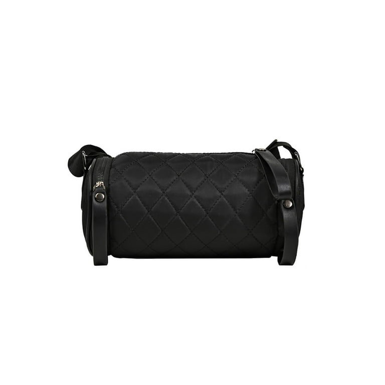 Bxingsftys Women Diamond Lattice Leather Cylinder Pillow Bag Casual  Shoulder Handbag