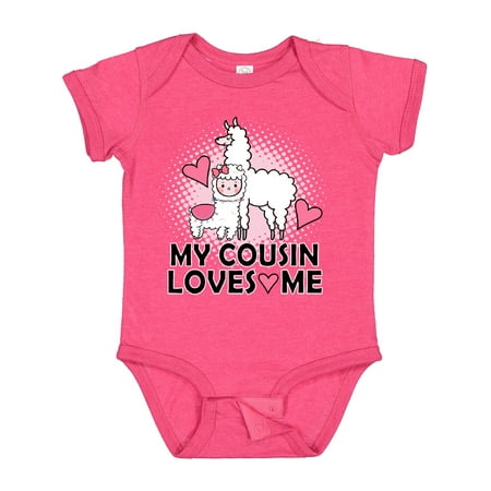 

Inktastic My Cousin Loves Me Llama Gift Baby Girl Bodysuit