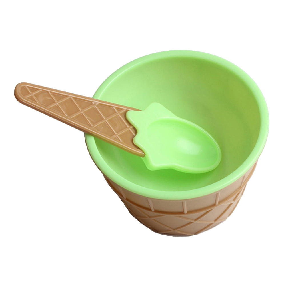 #N/A Liangwan Ice Cream Bowl Spoon,Cute Dessert Summer Style Scoop Cups Set for Party Restaurant Cafe,Blue 