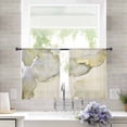 thumbnail image 3 of Marble Yellow Semi Sheer Curtains 45 Inch Length 2 Panels Set, Modern Abstract Ink Painting Luxury Sheer Kitchen Curtain Privacy Voile Window Curtain for Living Room Bedroom Rod Pocket Drapes, 3 of 7