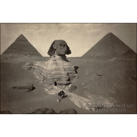 24"x36" Gallery Poster, Great Sphinx partially excavated c1878 giza