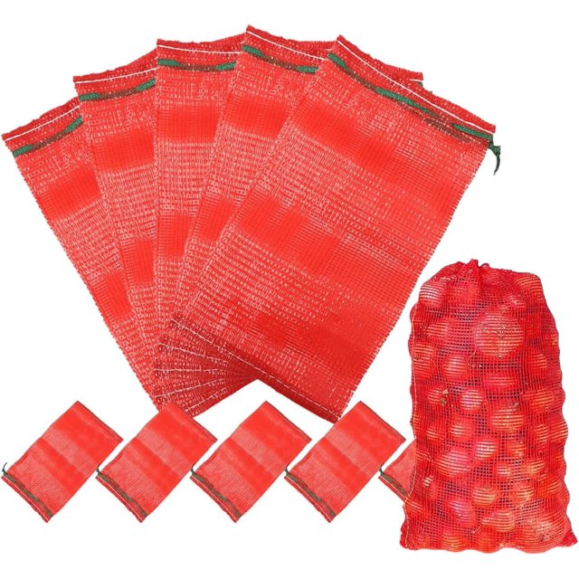 UPKOCH 25 Pack Mesh Onion Bags, 20" x 10.61" Reusable Produce Drawstring Storage Bags, Breathable Vegetable Storage for Onions, Potatoes, Citrus, Crawfish