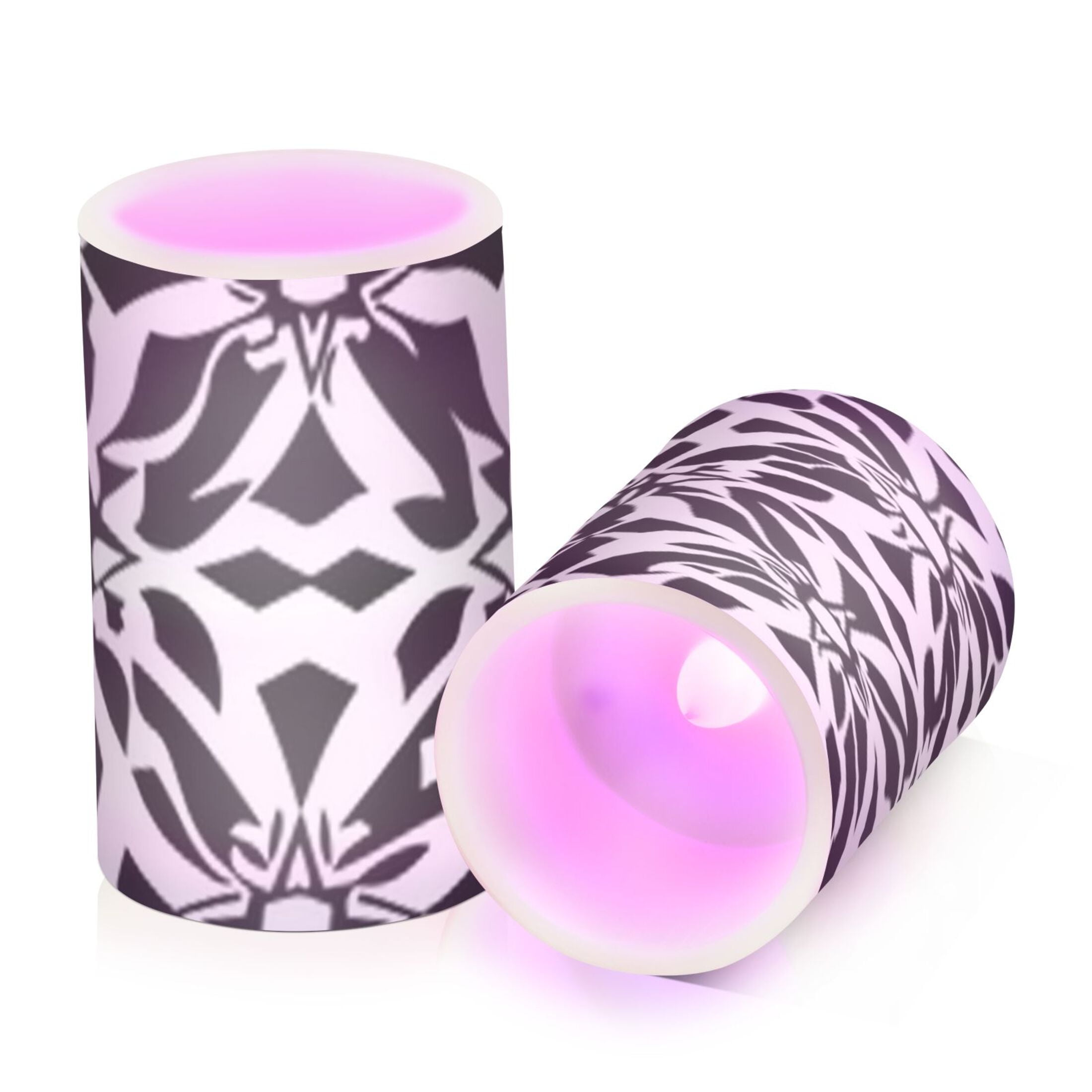 Black and White Art Pattern Flickering Flameless Candles Battery Operated with Remote Timer LED Pillar Candles Set of 2