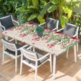 thumbnail image 2 of Valentine's Day Table Cloths for 4 Foot Rectangle Tables, Pink Red Roses Love Heart Eucalyptus Burlap Patio Waterproof Elastic Fitted Tablecloths, Washable Rectangular Table Cover for Camping, 2 of 8