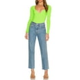 thumbnail image 7 of QAFOPEH Women Low-Cut V Neck Long Sleeve Solid Color Slim Cropped Top, 7 of 7