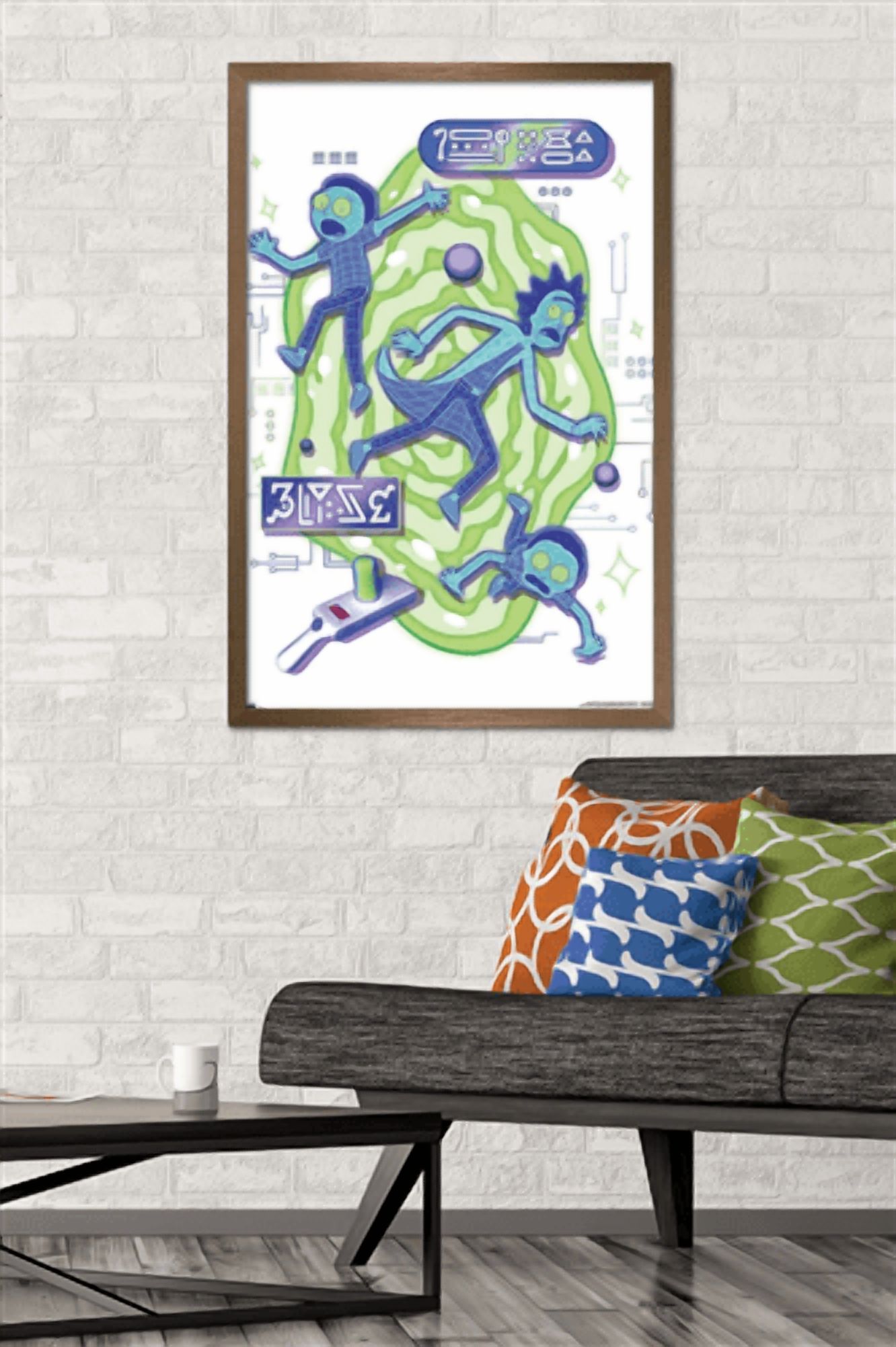 Rick and Morty - Portal Vaporick Wall Poster, 22.375" x 34" Framed