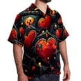 thumbnail image 2 of Love Men's Short Sleeve Hawaiian Beach Shirts, Casual Printed Button Down Spread Collar Tops, Summer Unisex Style, 2 of 6