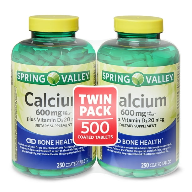 Spring Valley Calcium & D3 Coated Tablets, 250 Count, 2 Pack Walmart