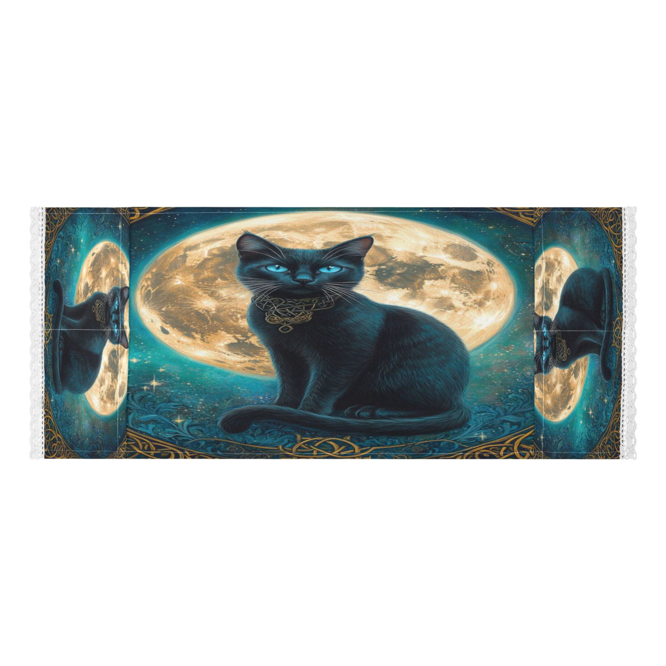 WOBOGO Black Cat with Full Moon Washing Machine Cloth Dryer Refrigerator Top Cover Protective Non-Slip Mat For Kitchen Laundry