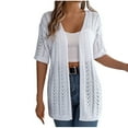 thumbnail image 2 of lmcalzta Womens Crochet Cardigan Sweater Short Sleeve Lightweight Open Front Cover up Summer Beach Knit Cardigans, 2 of 6